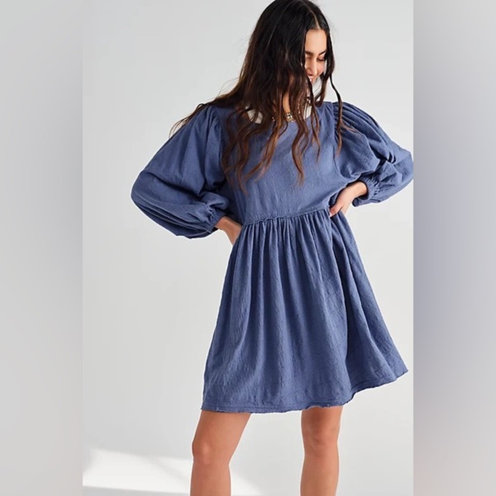 Free People Get Obsessed Babydoll Dress in Blue Horizon